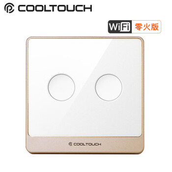 COOLTOUCH 智能开关 人体感应/远程控制/小京鱼生态 叮咚音箱/语音精灵/小度音箱 豪华白金两开触摸玻璃面板