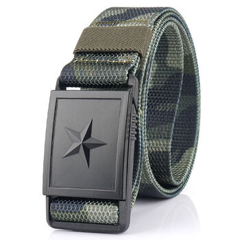 腰带男士八一帆布皮带官人训新款休闲保安战术裤带草原迷彩125cm