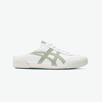 onitsukatiger鬼冢虎machuationsabot男女款休闲半拖鞋穆勒鞋白色绿色