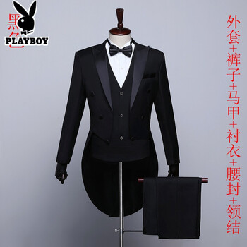 花花公子【高端品质】万圣节燕尾服男新郎伴郎服套装魔术表演年会主持