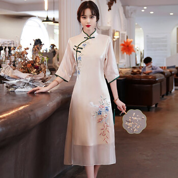 fengedun茶艺师服装女装夏采耳师工作服新中式禅意茶服改良旗袍中国风