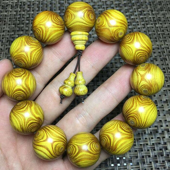 昙莲 对眼鬼脸老料黄金柚木手串情侣文玩佛珠 20mm*12颗