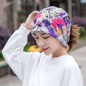 亲贝达 扭扭帽帽子女春夏棉纱帽透气套头帽薄款可爱月子帽头巾帽 彩色