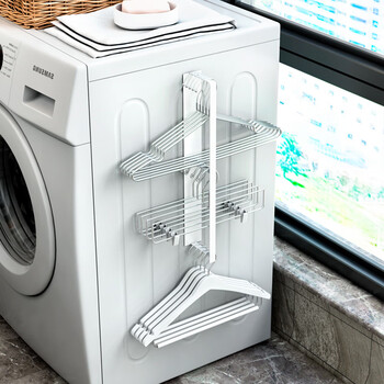 收纳神器洗衣机整理架阳台晾衣架壁挂免打孔多功能置物架白色大号磁吸