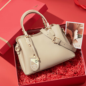 红蜻蜓 red dragonfly红蜻蜓包包女包牛皮单肩包 水桶托特休闲手提包