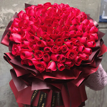 99朵玫瑰花束北京花店鲜花速递同城配送女友生日礼物真花苏州武汉99朵
