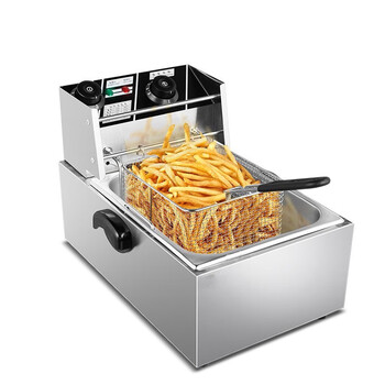 电炸炉商用油炸锅油炸机油条鸡柳薯条油炸炉电炸锅 单杠单筛
