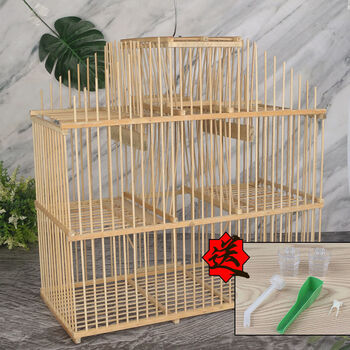 全诺酷方形鸟笼翻滚笼自锁风车竹制鸟笼子鸟用机关笼拍笼打笼踏笼翻滚