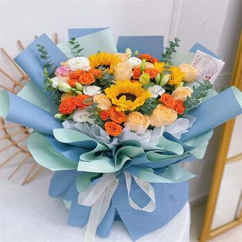 鲜花同城配送当日达99朵玫瑰花束鲜花速递同城配送女友生日花店长沙北京广州深圳武汉青色一米阳光不含花瓶 图片价格品牌报价 京东