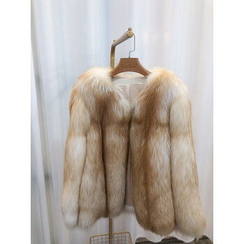 海宁皮革城皮草秋冬真皮草整皮整版狐狸毛女红狐真毛短款高贵外套