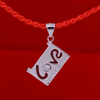 印森银饰925银镶嵌书本银吊坠时尚个性男女士银挂件love银吊坠银挂坠