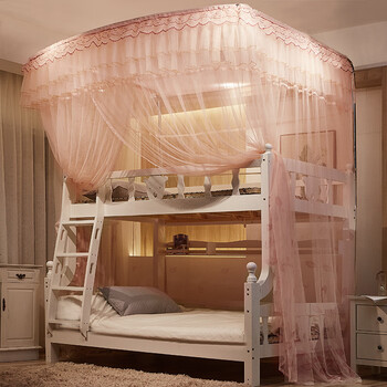 欧维欧儿童双层上下床蚊帐1.5m家用高低铺梯形u型伸缩 欧若拉-玉 1.