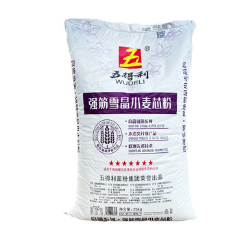 五得利(wudeli)七星强筋雪晶小麦粉25kg高筋面粉50斤高端包子馒头饺子