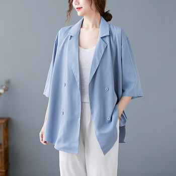 女生夏天穿的夏季大码休闲女装显瘦西装外套韩版宽松五分袖衣休闲百搭