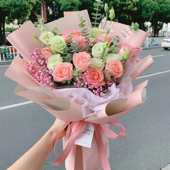 满芬11朵粉玫瑰花束鲜花速递同城配送女友老婆表白生日礼物全国花店