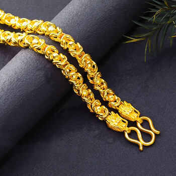 尚大亨珠宝 黄金项链男加粗 足金999.9龙头龙骨霸气加宽实心金链 33.