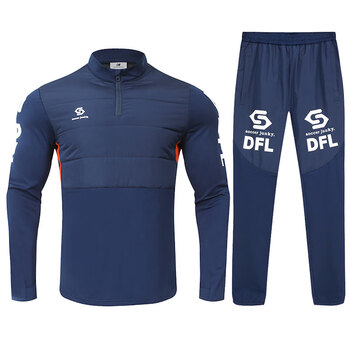 junky 足球狗 半拉链训练服套装成人男冬季夹棉保暖长袖足球服 蓝色