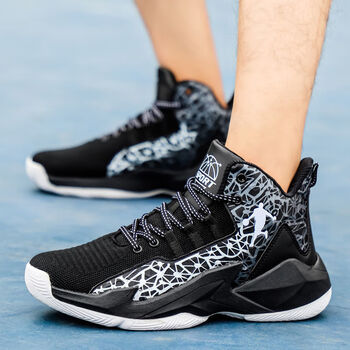 李宁寕篮球鞋男鞋2024春夏季新款透气耐磨运动鞋女高帮防滑球黑白34