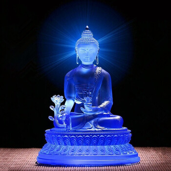 礼亿源 药师佛像古法琉璃藏传密宗薬师七佛琉璃光如来佛堂摆件家用居