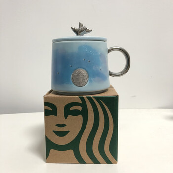 星巴克starbucks杯子2022新款梦幻星空蓝紫色双鱼尾咖啡杯情侣陶瓷