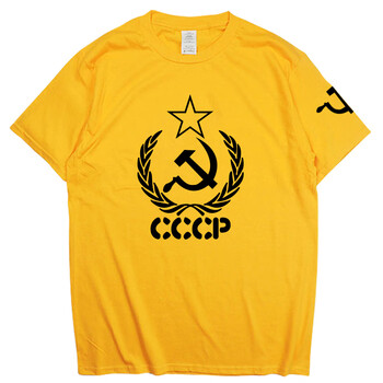 苏联cccp衣服短袖t恤前原苏维埃cccp上体恤男圆领定制夏 黑标黄 165/s