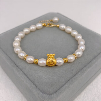 珍珠串珠手串闺蜜生日礼物 福袋金珠转运珠珍珠手串