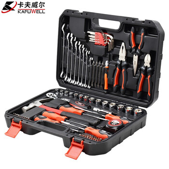 卡夫威尔 78件套汽修工具箱套装 快速棘轮扳手套筒机修组套 工业汽车机械维修拆卸组装 SS3710A