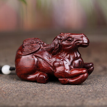 瓒橙环宛印度手工木雕手把件马上有福手把件随身文玩件摆件文玩件摆