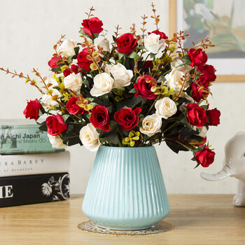 插花干花绢花塑料假花装饰花人造花绣球娟花客厅摆放高品质仿真花家庭电视柜装饰假花放茶几上的花蓝小秋钻 蓝裙瓶 图片价格品牌报价 京东