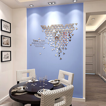 卧室壁画浴室卫生间防水墙贴ktv镜面反光装饰定制倒三角镜面银小号