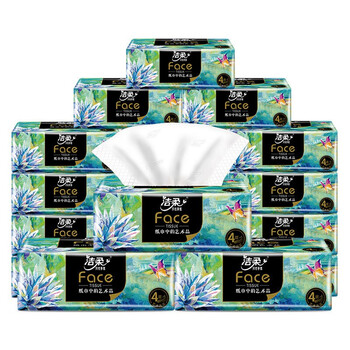 【中顺洁柔抽纸】中顺洁柔 抽纸face油画纸巾湿水90抽4层 8包/提 6提 