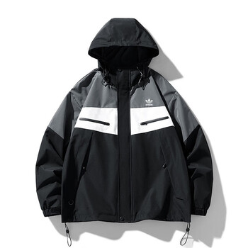 麦思以阿迪达斯斯三叶草外套男秋季新款连帽运动服上衣训练防风衣