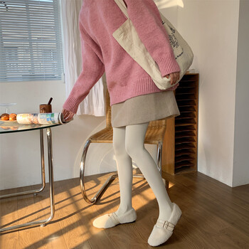 予骄日系jk白色连裤袜女春秋季光腿肉丝袜天鹅绒ita奶白色打底裤袜米