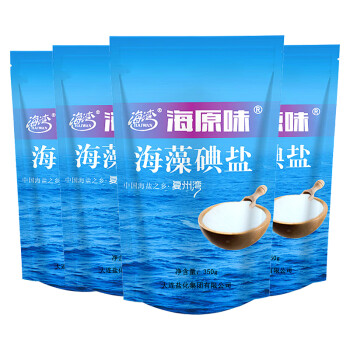 海湾 海原味海藻碘盐350g*4袋 食用盐无抗结剂天然海盐
