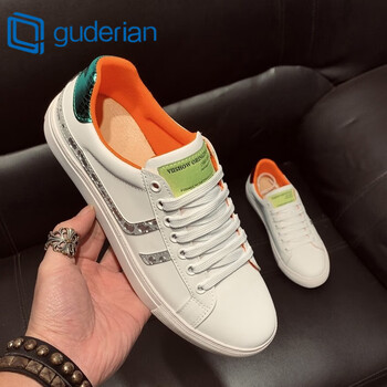 品牌牛皮时尚板鞋2023潮流韩版百搭休闲鞋软底舒适小白鞋子白枫色37