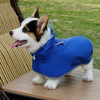 嬉皮狗泰迪柯基狗狗雨衣金毛宠物狗防水衣服雨天比熊博美柴犬雨披蓝色