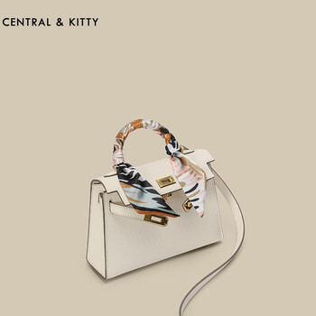 centralkitty白色女包包手提包包女牛皮时尚简约单肩包包女士单肩包