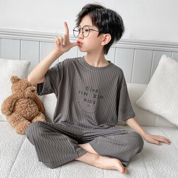 莫代尔儿童装男童睡衣夏装家居服套装夏季薄款中大童夏款男孩纯棉空调