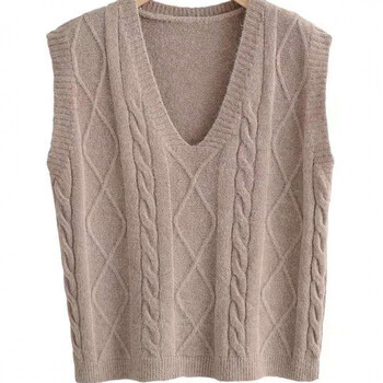 春秋季无袖v领毛衣毛线马甲女式短款针织马夹韩版春中厚款衫背心少女