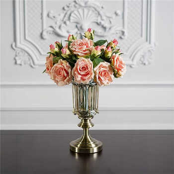 玻璃花瓶摆件客厅插花高级感餐桌复古高档家居装饰品大号万花储水12支