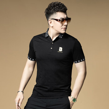 tangmi)欧洲站品质男士新款织带polo衫夏季休闲翻领薄款短袖t恤男款