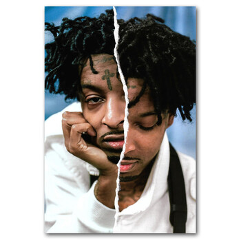 狼天影21savage海萨维奇墙贴画嘻哈说唱hiphop饶舌歌手照片酒吧墙上