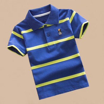 男童t恤夏季儿童短袖翻领上衣宝宝休闲polo衫潮男童polo衫蓝色120cm