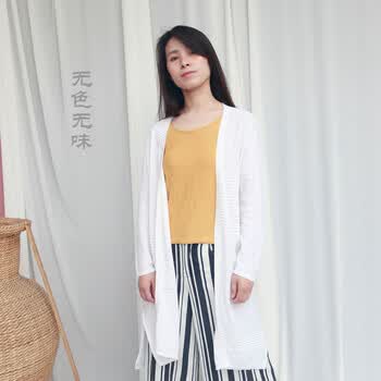 无色无味女装原创设计棉麻休闲夏绣花长款长袖开衫白色均码