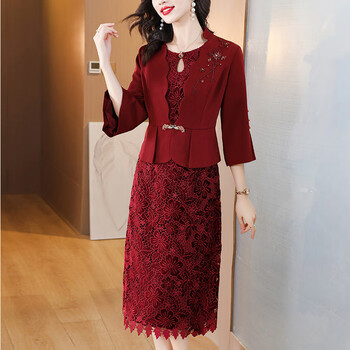 水湘朵喜婆婆婚宴时尚礼服国庆高贵改良旗袍结婚衣服妈妈高端女两红色