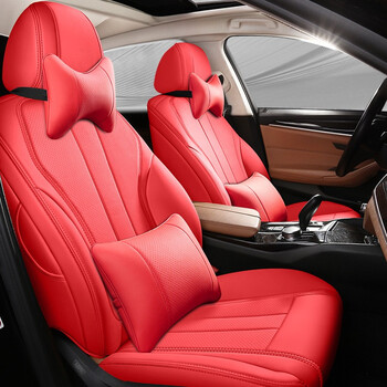 座套订做全包围坐垫套原车纹路透气耐磨皮革车 激情红 2018款速腾1