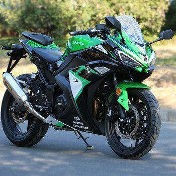 国四电喷双缸水冷400趴赛忍者r3汽油重机可上牌 绿分黑 国四电喷宗申