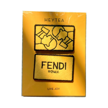 顶真喜茶xfendi芬迪联名喜悦黄杯垫刺绣贴杯套塑料杯子纸袋子周边配件