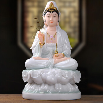 益心阁 汉白玉观音菩萨佛像摆件 寺庙佛堂居家公司店铺饭店餐厅大堂