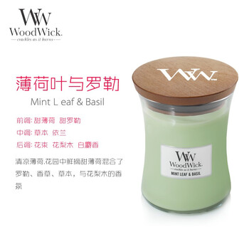 美国woodwick Candle木芯香薰蜡烛大豆蜡烛中瓶系列植物香薰蜡烛薄荷叶与罗勒 图片价格品牌报价 京东